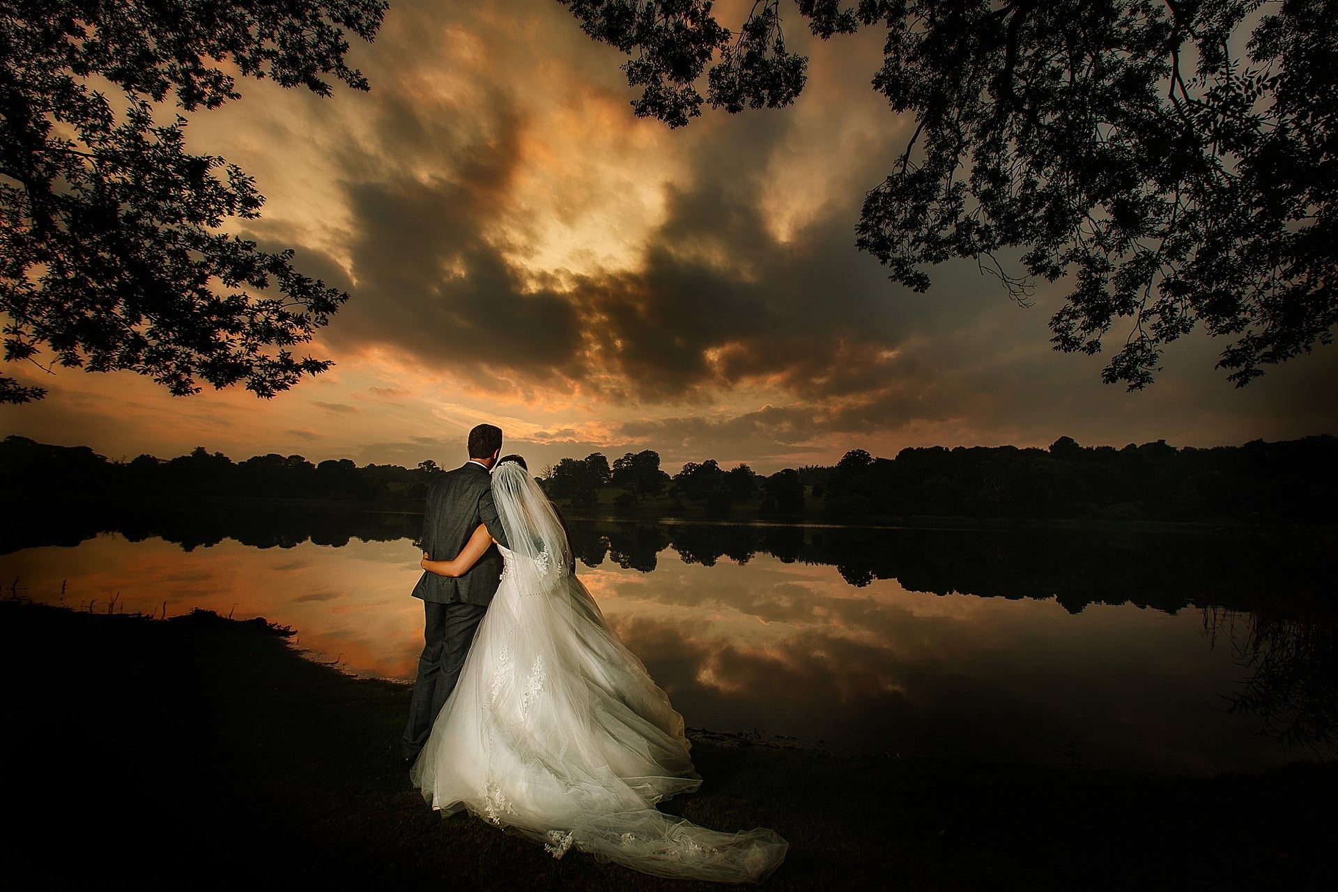 the bride and groom at Combermere Abbey captured by creative shropshire wedding photographer pbartworks