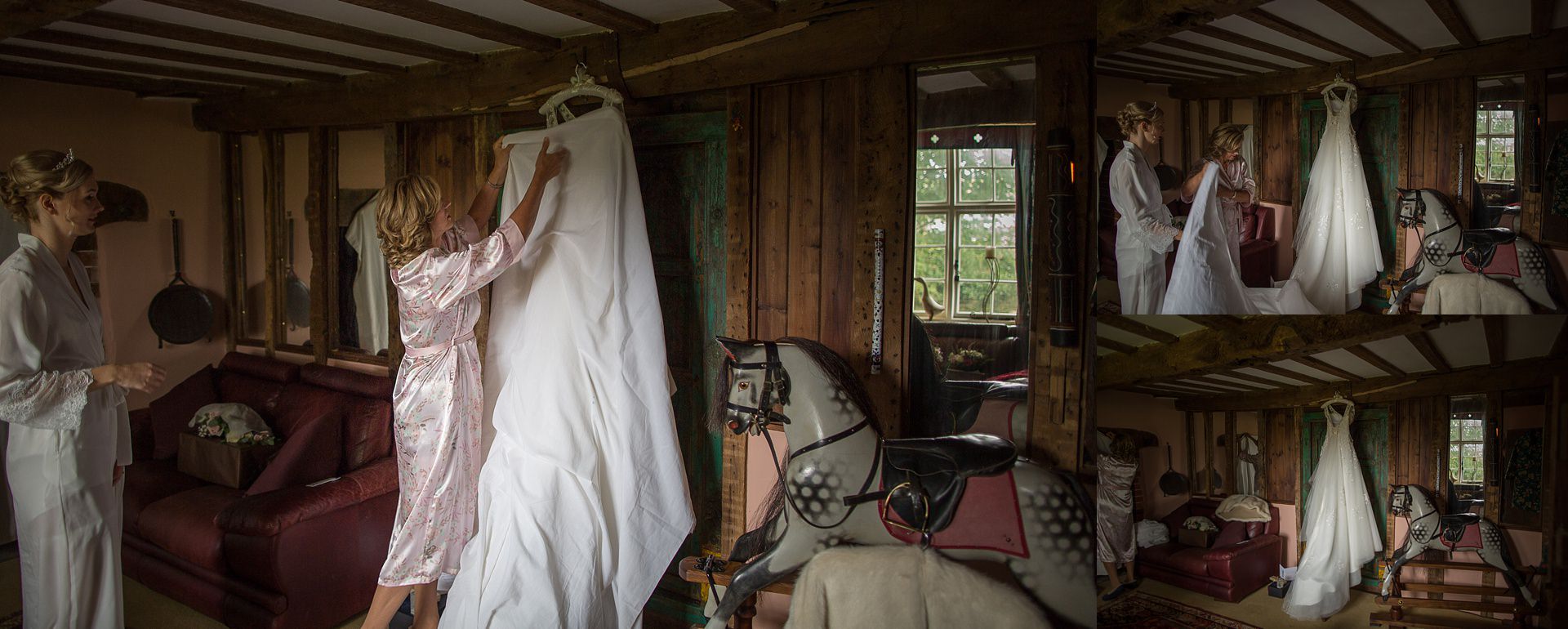 Sarah with her Mum, While Shropshire Documentary wedding photographer pbartworks looks on