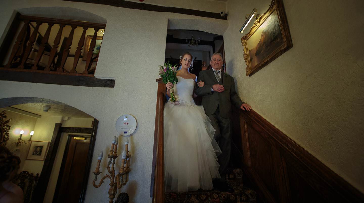 Shropshire Wedding Photography captures the bride making her way to the ceremony