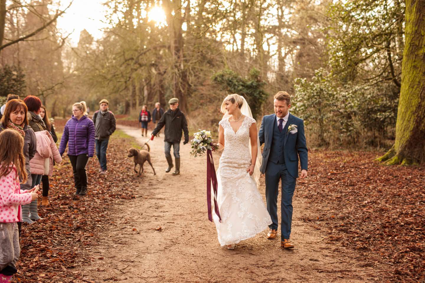 Bride and Groom get photobombed by dog walkers in Ellesmere, Shropshire.