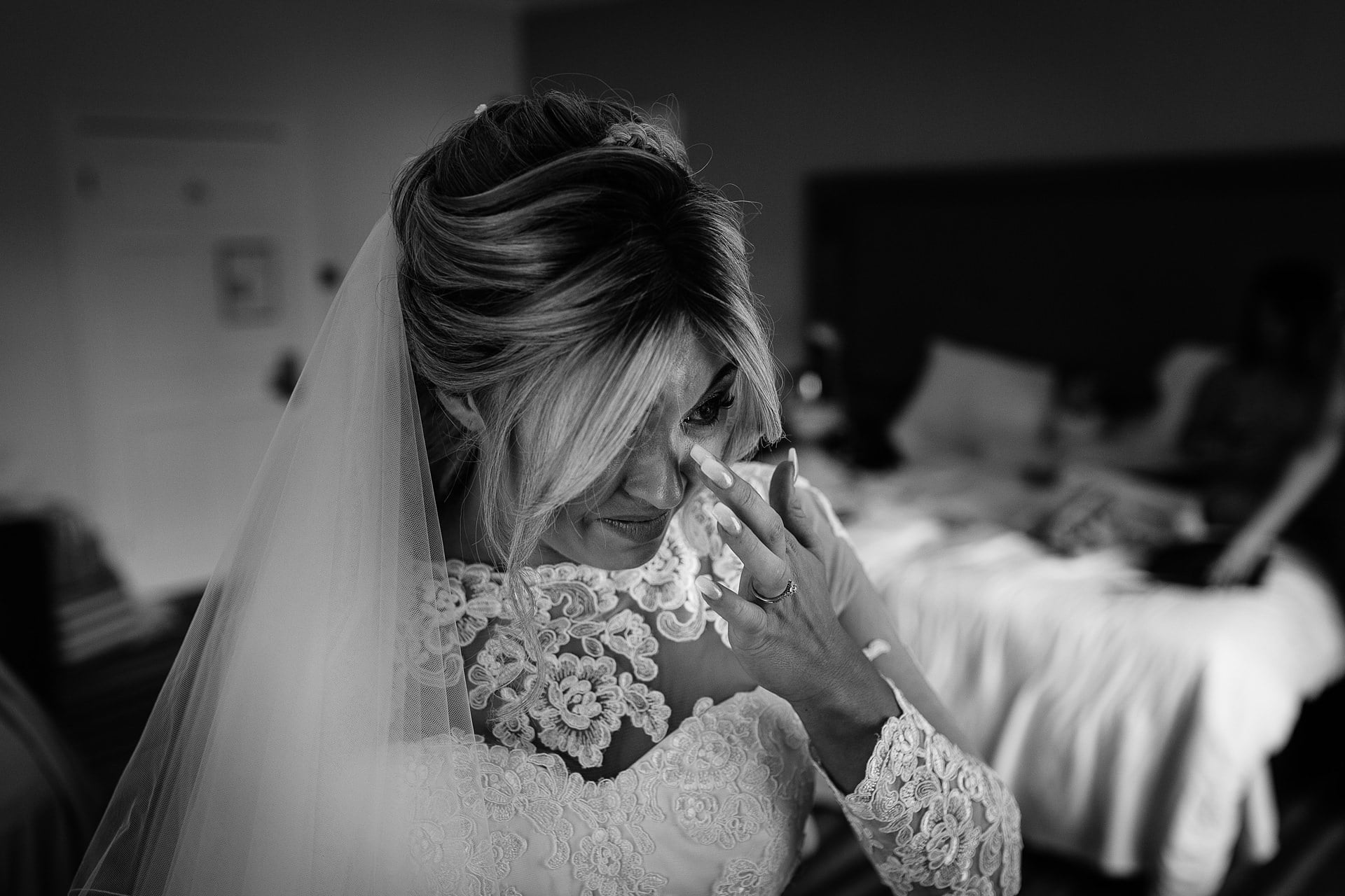 A tender moment as a bride's emotions spill over