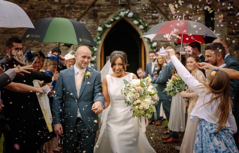 confetti at church in Winstanstow