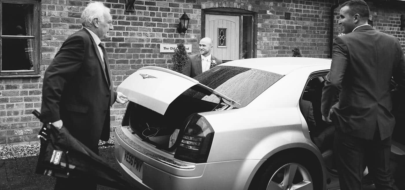 the groom prepares to leave for Winstanstow Church