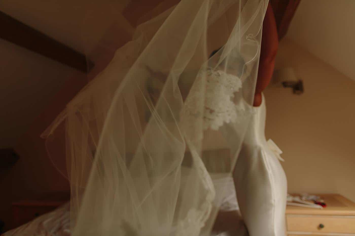 the bride with her veil