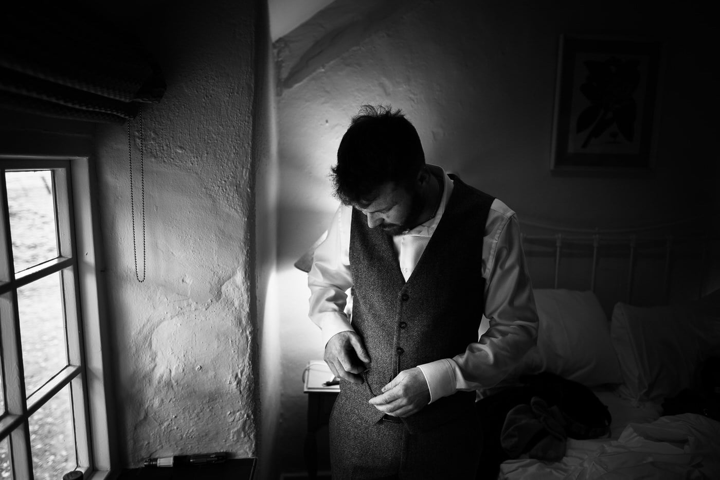 Groom getting ready at a Tyn Dwr Hall Wedding