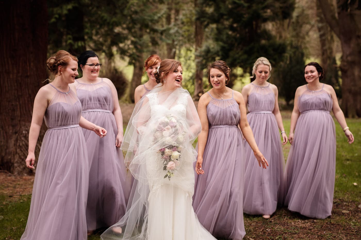 Bridesmaids in attendance at a Tyn Dwr Hall Wedding