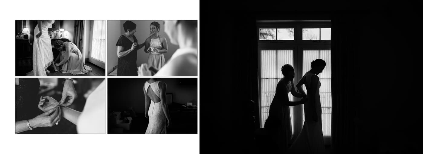 Wedding photographer in Shropshire captures selection of black and white images of bridal preparations