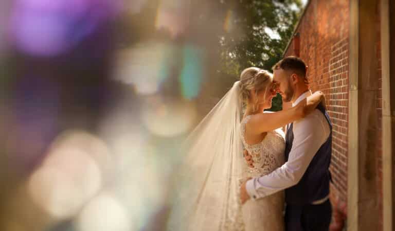 Bride and groom at Netley Hall in Shropshire