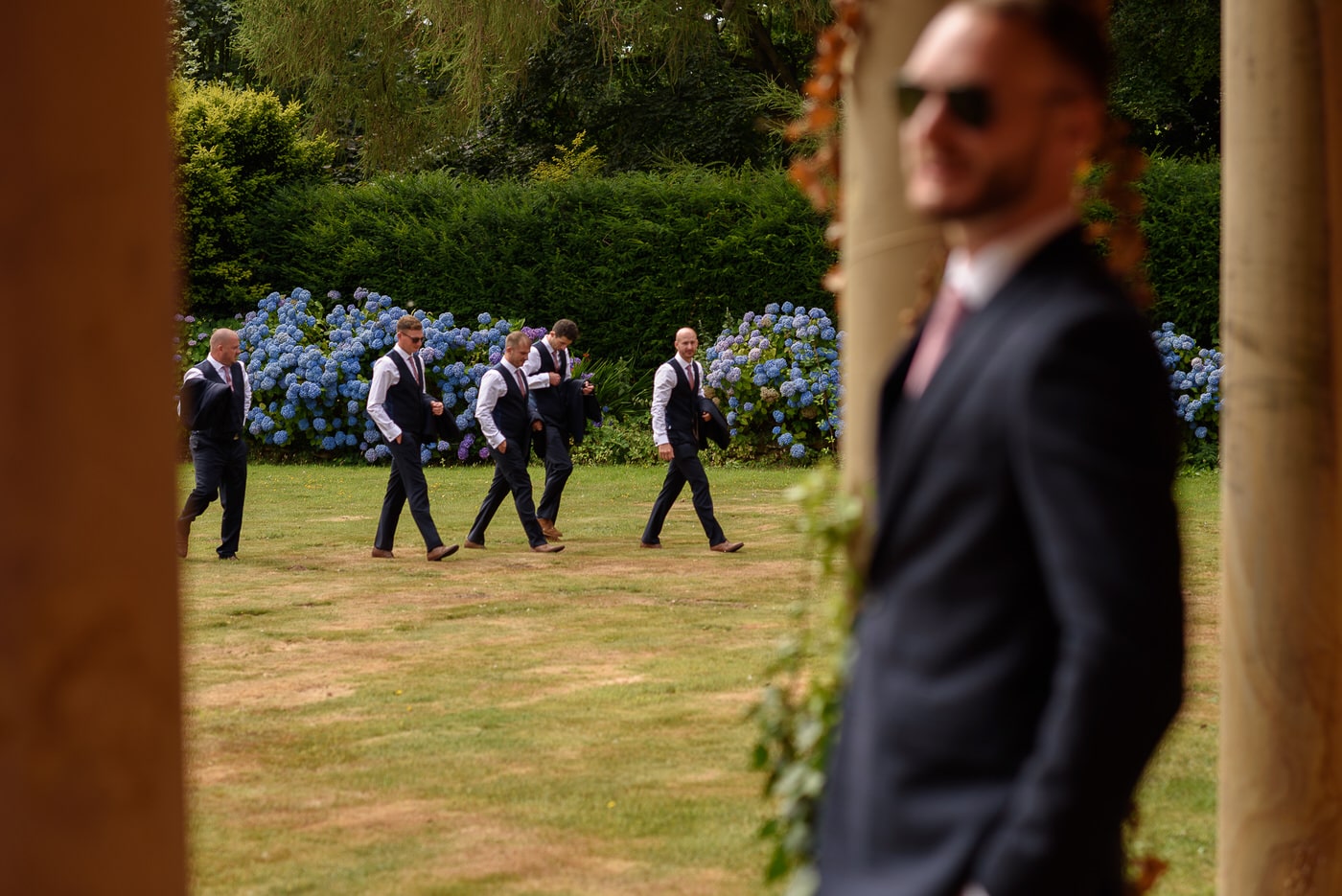 Grooms party arriving at Netley Hall in Shropshire