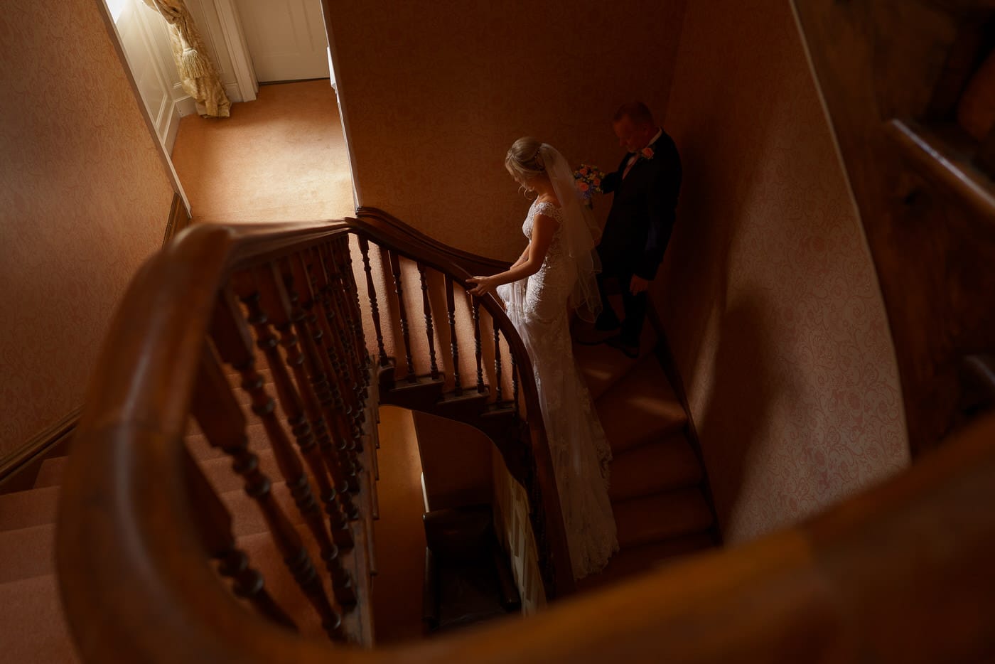 the beautiful bride at Netley Hall in Shropshire with her Father