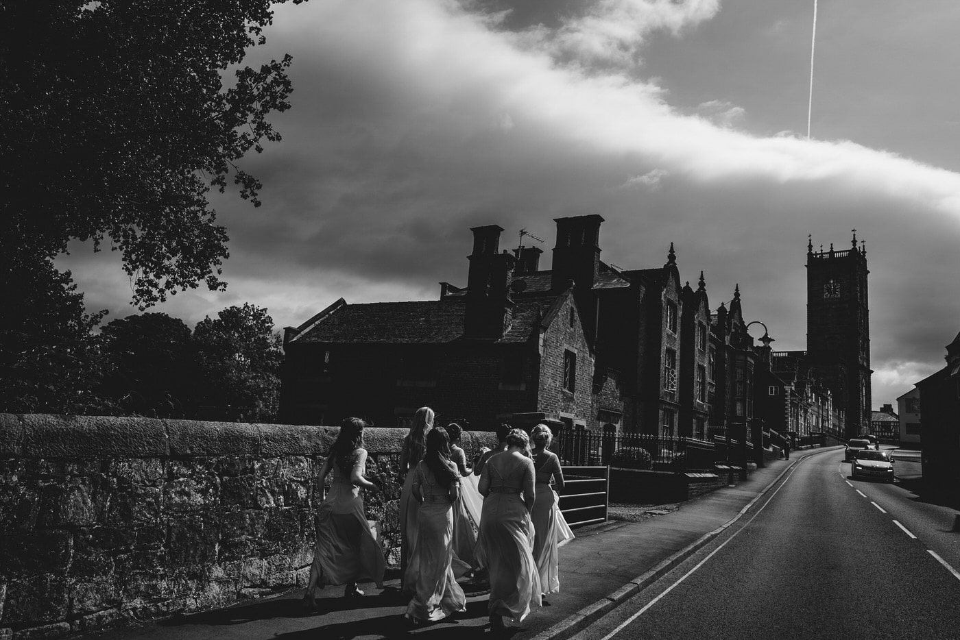 shropshire wedding party make their way to the church