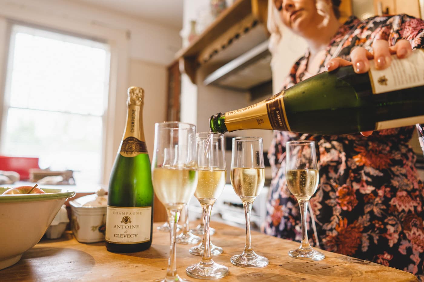 drinks being poured at shropshire wedding