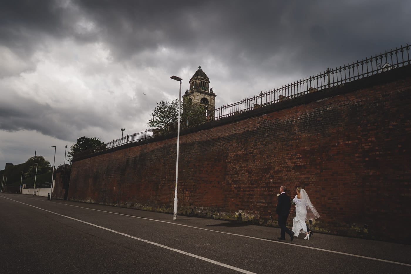 bridal party make their way to Liverpool wedding