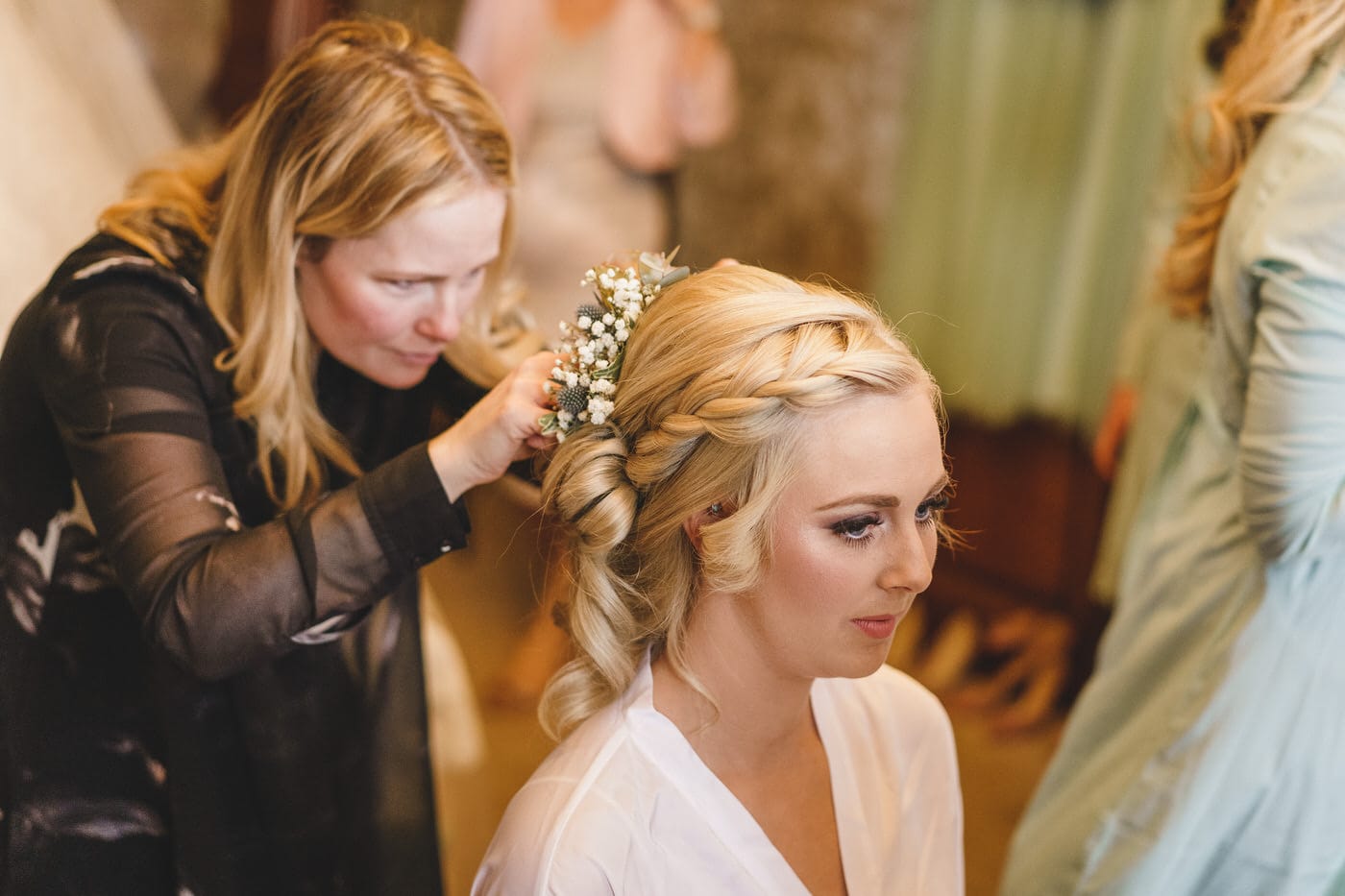 bride getting ready at soulton hall in shropshire