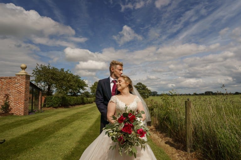 bride and groom at Burlton Manor